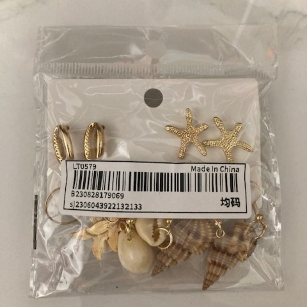 Set of 5 pairs of seashell earrings